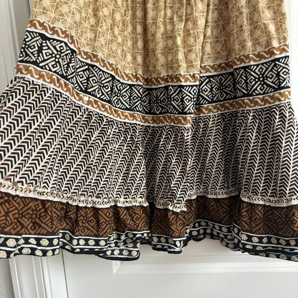 White Stag Boho Tiered Maxi Skirt Brown Festival Hippie Gypsy Cottagecore Size L - Picture 8 of 16